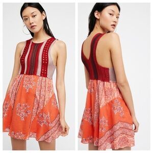 Free People Katie's Crochet Accent Mini Dress